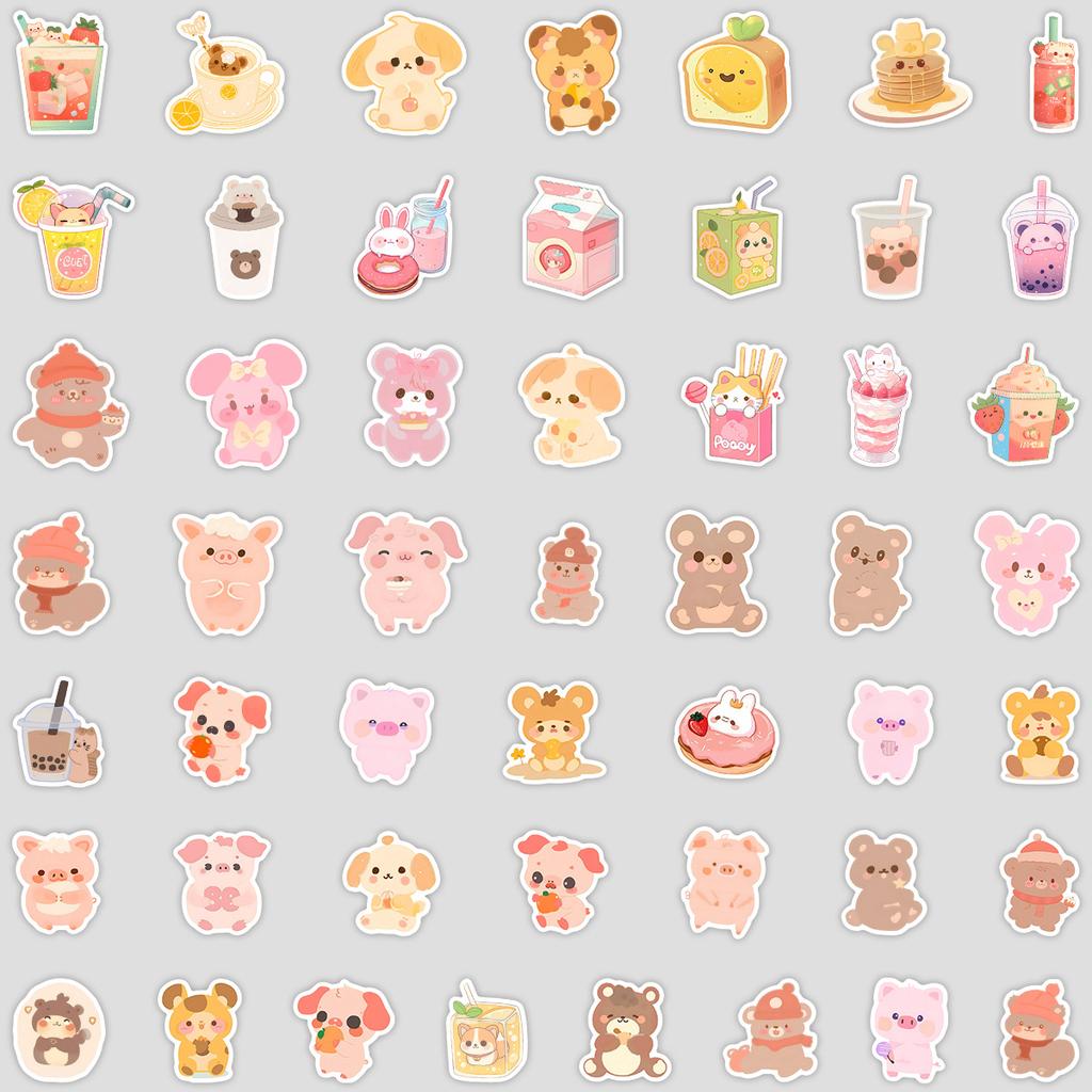 50 Cute Little Bear Doodle Stickers Suitcase Laptop Mobile Phone Waterproof Decorative Stickers Cartoon Animal Stickers