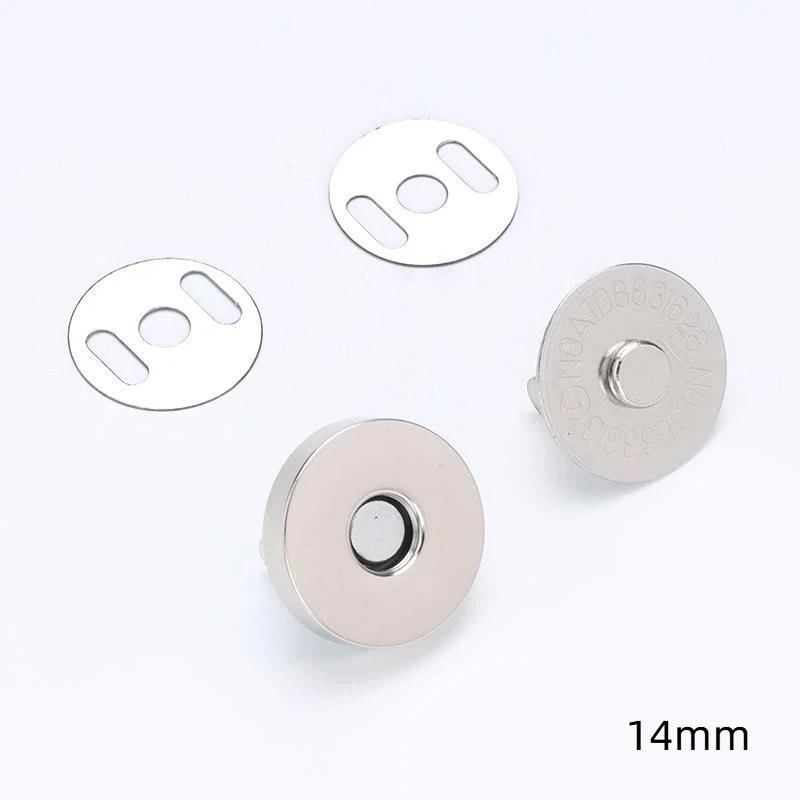 10Pcs No Sew Magnetic Wallet Closures Strong Fasteners for Leather Purse Shoulder Bag DIY Repair & Making 14mm серебряный