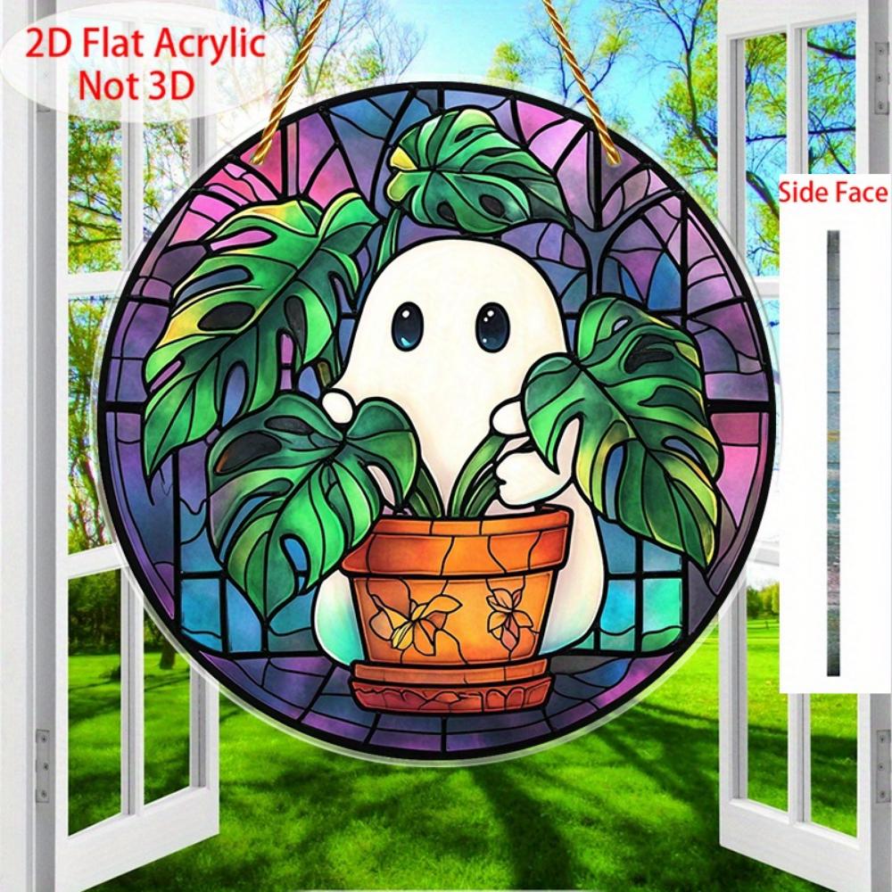 2D Flat Acrylic Halloween Ghost Pendant for Windowsills, Porches, Courtyards, Gardens, Offices, Bars, Coffee Shops, Farmhouses and Room Decorations