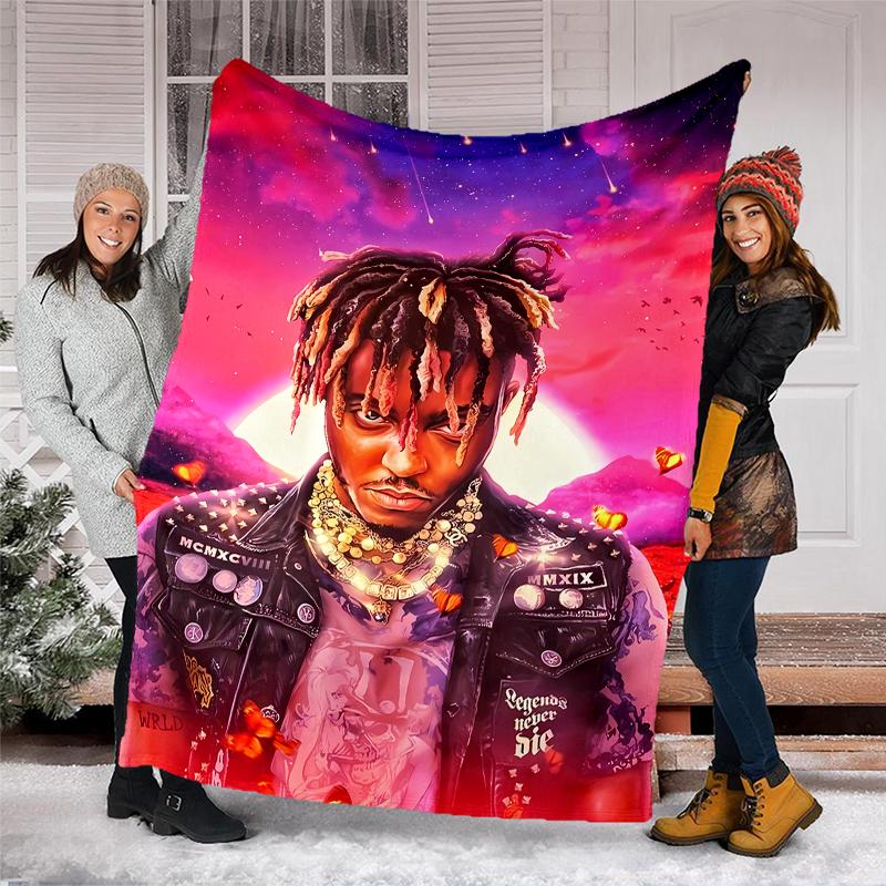 Juice WRLD printed throw blanket—soft,warm;versatile blanket for all seasons—perfect as &air-conditioning throw,nap blanket