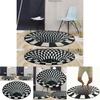 Luxurious Oval Black White Grid 3d Illusion Vortex Bottomless Hole Non-slip Carpet