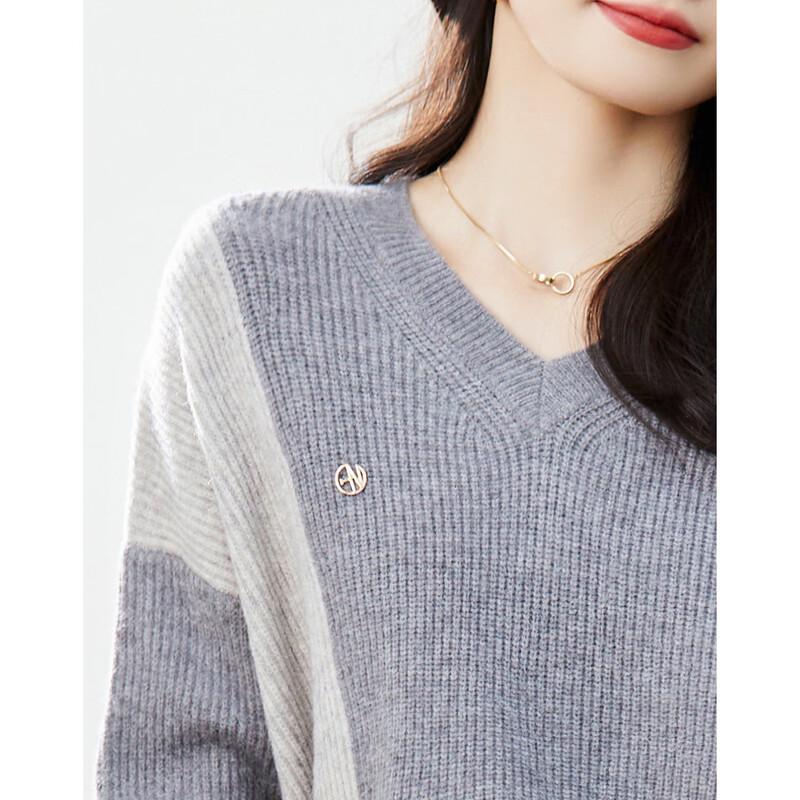Demana Women's Colorblock V-Neck Knit Sweater