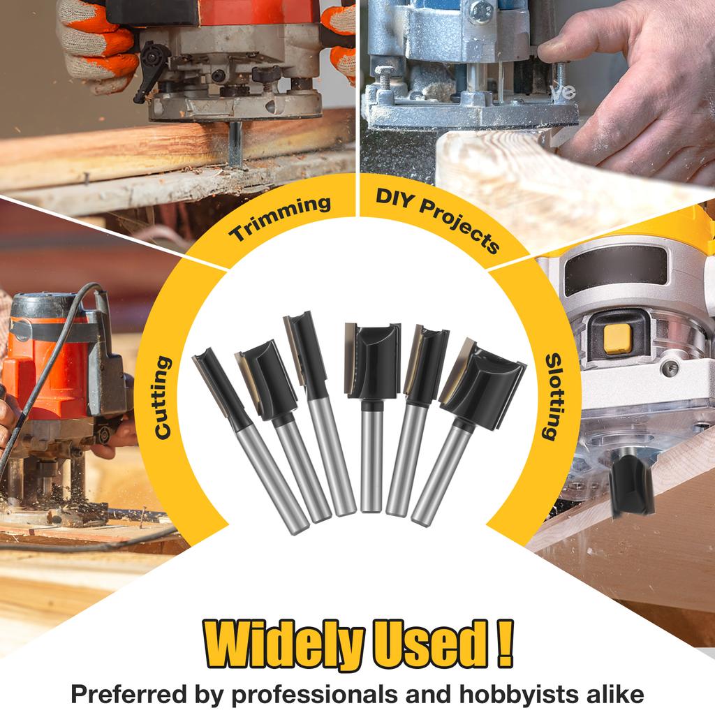 6 Stück 6mm-19mm Durchmesser 6mm Schaft Nutfräser Wolframkarbid Doppelnuten Fräser Holzfräser Für Holzbearbeitungswerkzeug