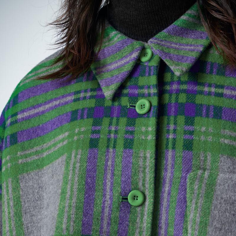 JNBY 2023 Winter Wool-Blend Plaid Lapel Jacket