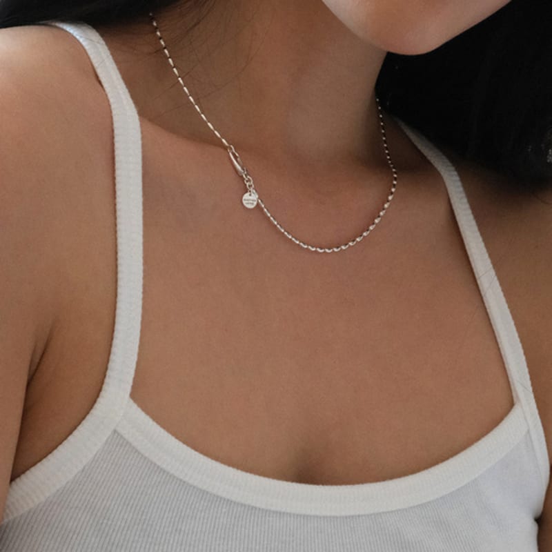 Another Layer Egg Ball Chain Necklace (silver925)(2color)