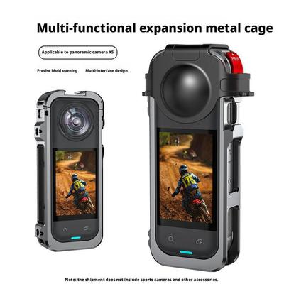 Multifunctional Expansion Protection Rabbit Cage Metal Frame For Insta 360 X5 Protective Aluminium Frame Mount With Lens Protect
