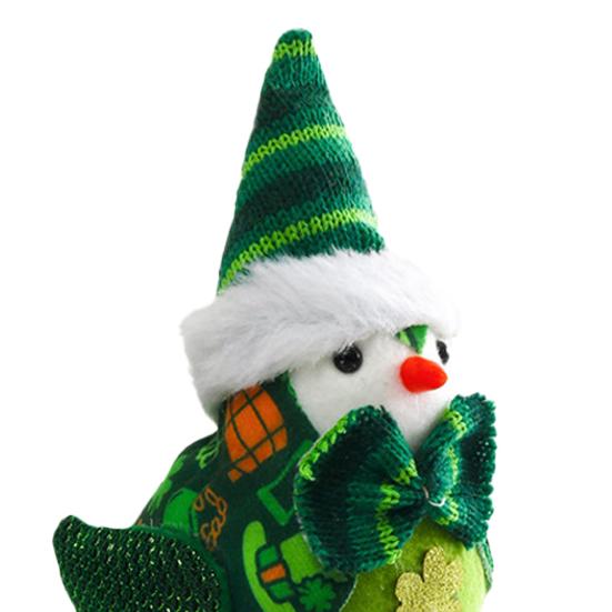 St. Sankt Patricks Dags Gosedjursfågelprydnad Stickad Hög Hatt Klöverbåge Grön Fågelfigur Hållbar Festbordsdekoration