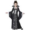 Robe Déguisement Sorcière Enfant, Tricot Coton Polyester, Manches Longues, Manches Évasées, Motif Imprimé, Blanc/Rouge Vin, Tailles 110-160cm