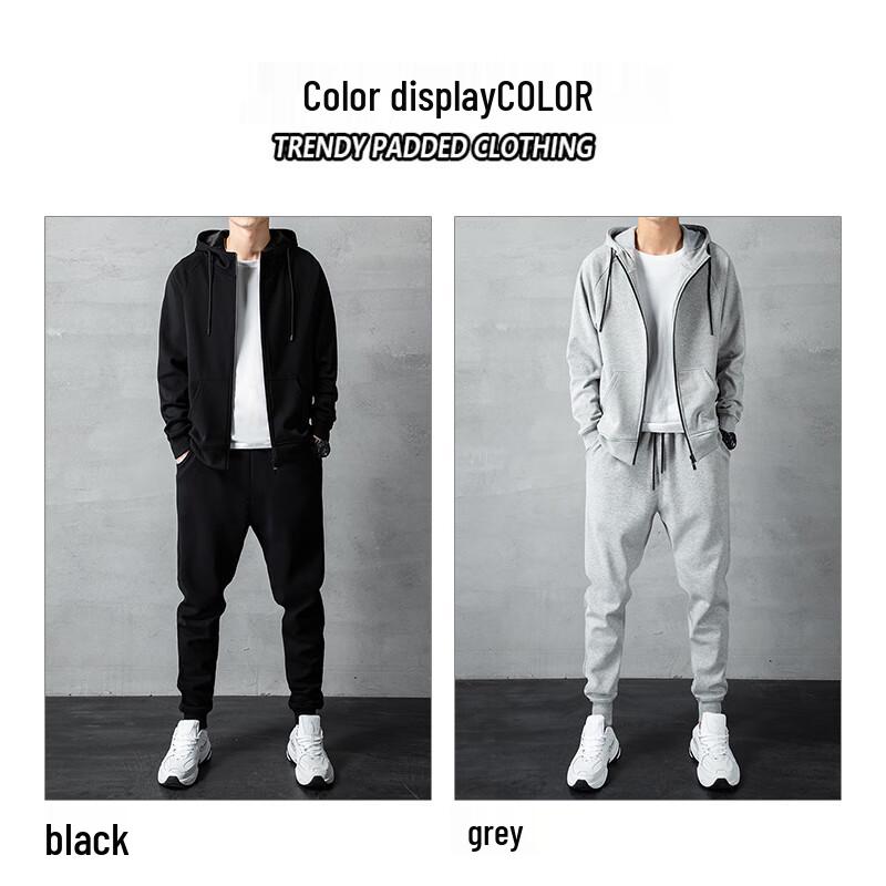 ROMON Men's Casual Sport Hooded Tracksuit Set