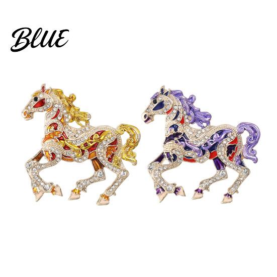 Elegant Horse Accessory Colorful Brooch Rhinestone Encrusted Alloy Lapel Pin