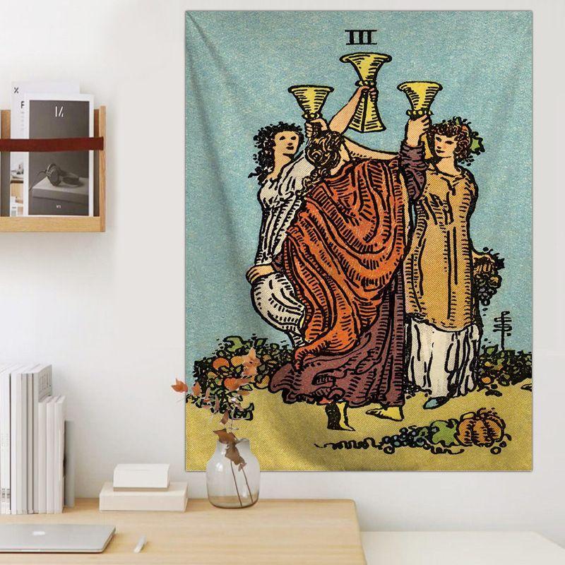 Retro Tarot Card Tapestry, Witchy Aesthetic Wall Hanging, Mystical Bedroom Dorm Living Room Decor, Boho Gift