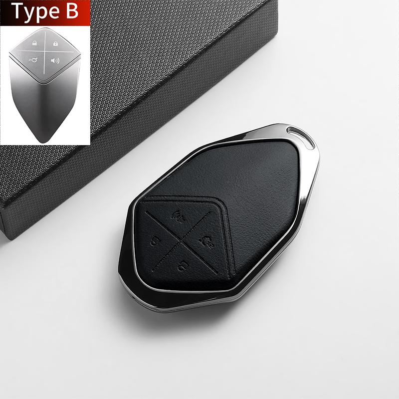 For Changan DEEPAL S07 L07 SL03 S7 G318 S05 Leather Metal Car Smart Key Case Cover Fob Car Protector Key Shell Decor Accessories