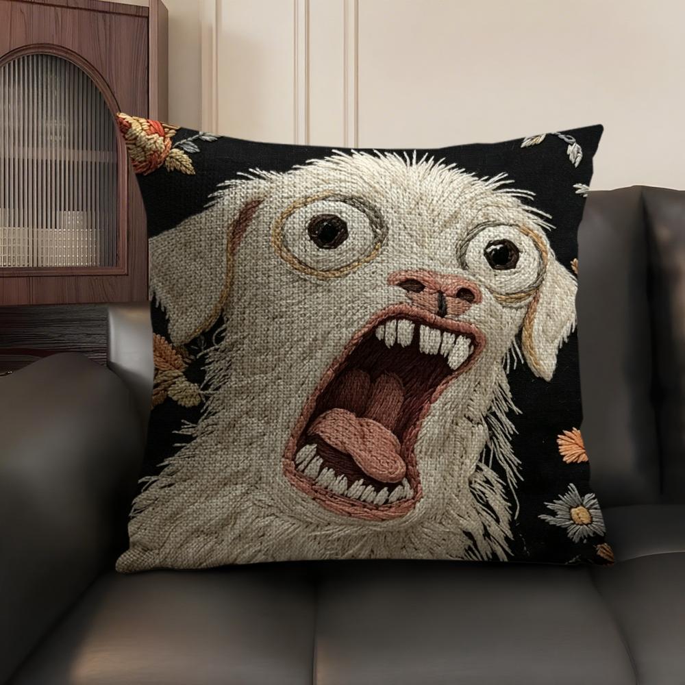 2D Scream Tiere Retro Kissenbezug Natürlicher Leinen Bio-Stoff Beidseitiger Druck Sofa Heimdekor Geschenk Kissenhülle