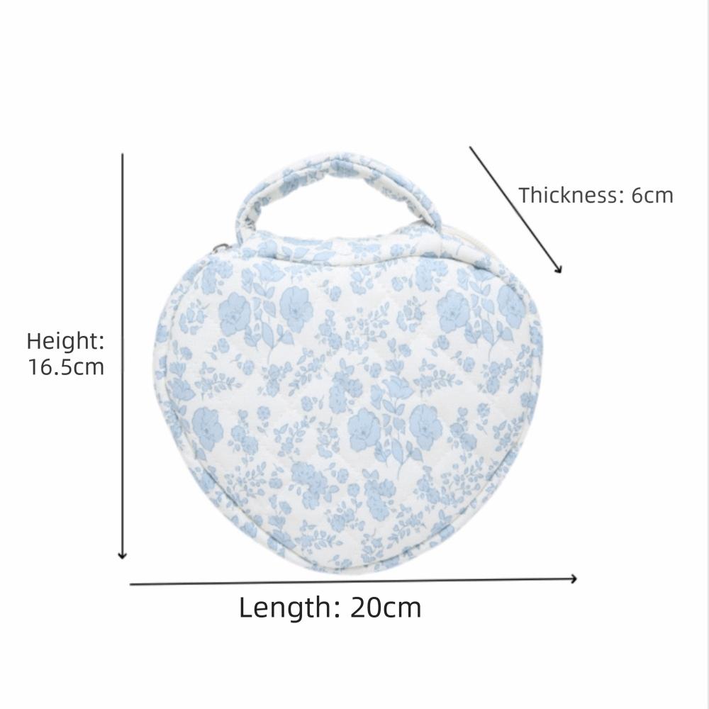 Süßes Design Handliche Kosmetiktasche Stepp Baumwolle Blumenmuster Toilettenartikelbeutel Große Kapazität Reißverschluss Make-up-Tasche Handtasche Aufbewahrung