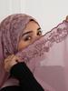 Embroidery Lace Chiffon Hijabs For Women Vine Heavy Pearl Industry Edge Long Scarf Light Scarf Headscarf Shawl Turban Ramadan