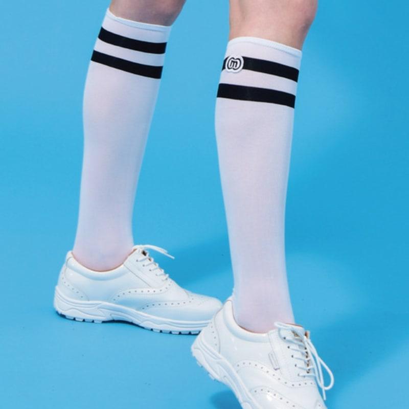 DOYOUKNOWMC 25SS Golfstreifen UV-Schutz Funktionelle weiße Kniestrümpfe