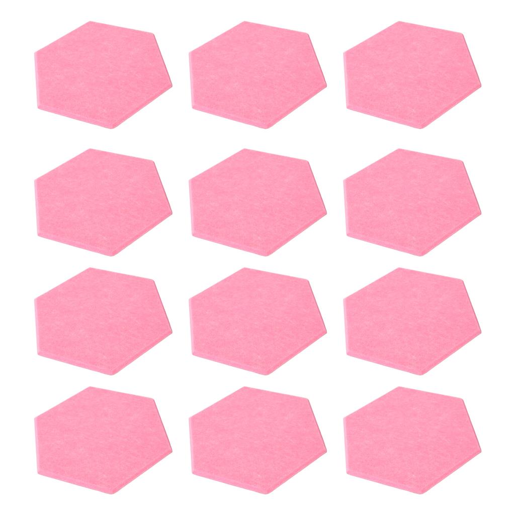 12Pcs Sound Absorption Board Hex Adhesive Acoustic Panels Wedges Wall Soundproof EnclosurePink