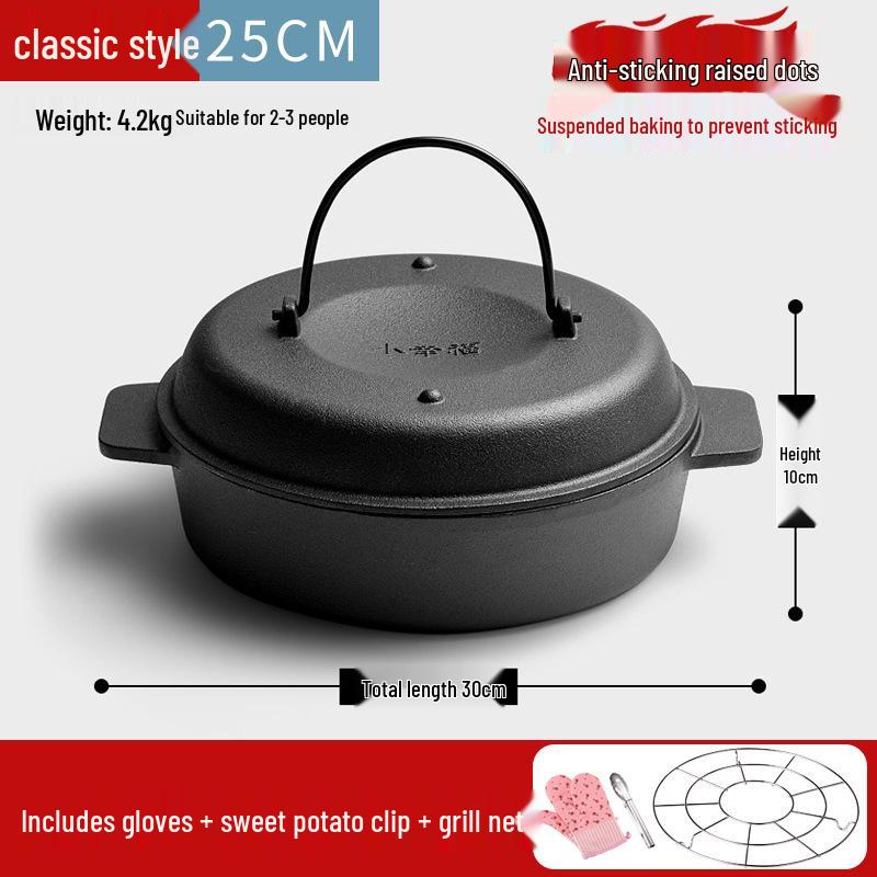 Thickened Cast Iron Sweet Potato Roasting Pot and Corn Grill