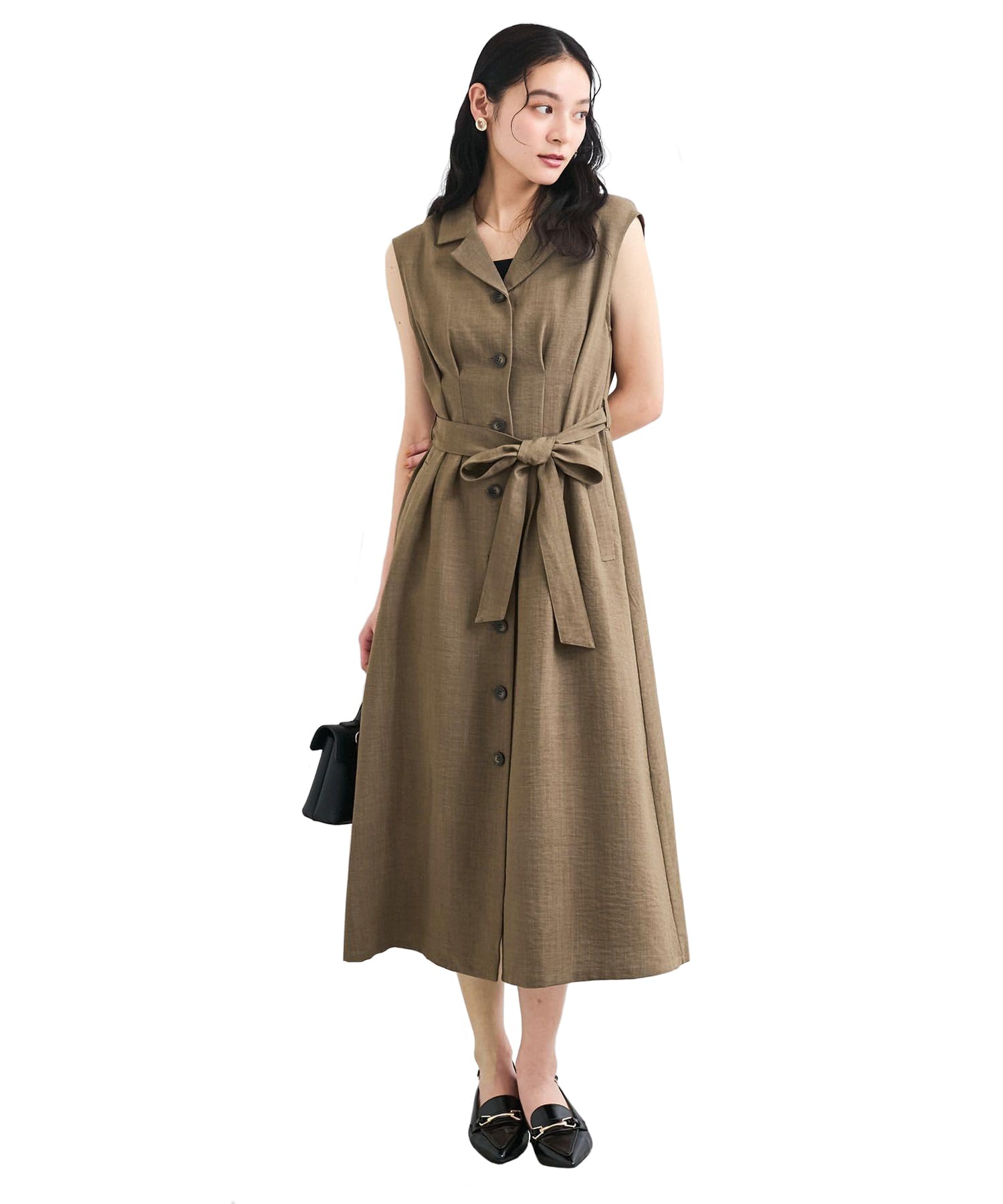 

Bis Easy Gilet Cool to the Khaki Linen-Like Dress, Touch/Washable, Women s, BVE35130, (Size 38)