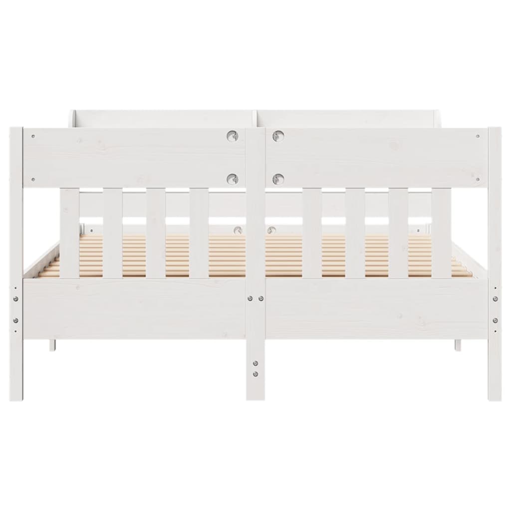 Solid Wood Bed without Mattress White 135 x 190 cm Pine Wood