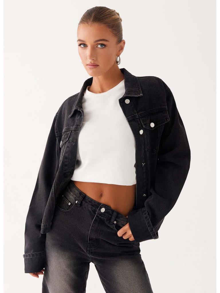 European Lapel Casual Women's Denim Jacket