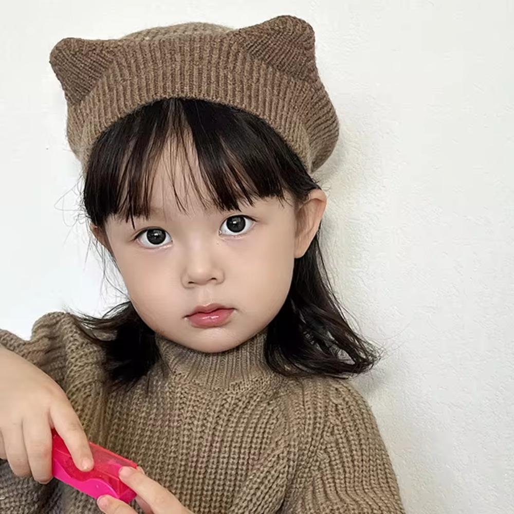 Solid Color Beanie Cap Wool Crochet Bonnet Cute Beret Hat Autumn Winter