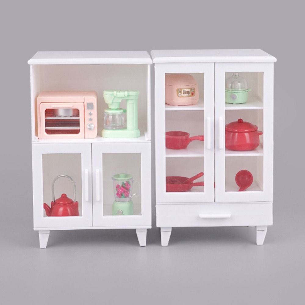 Mini Furniture Dollhouse Cupboard Pretend Play Doll Display Cabinet  Doll House Accessories
