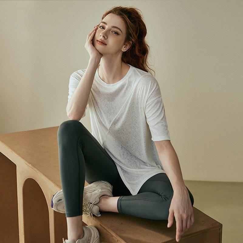 Top Fitness da Donna Estivo a Manica Corta, Vestibilità Larga, per Yoga & Pilates