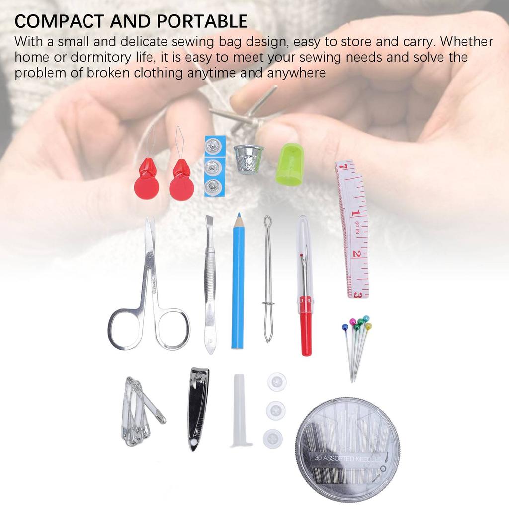 Sewing Kit Gift Needles Thread Scissors Travel Portable Box Supplies Accessories for Dorm Room Home