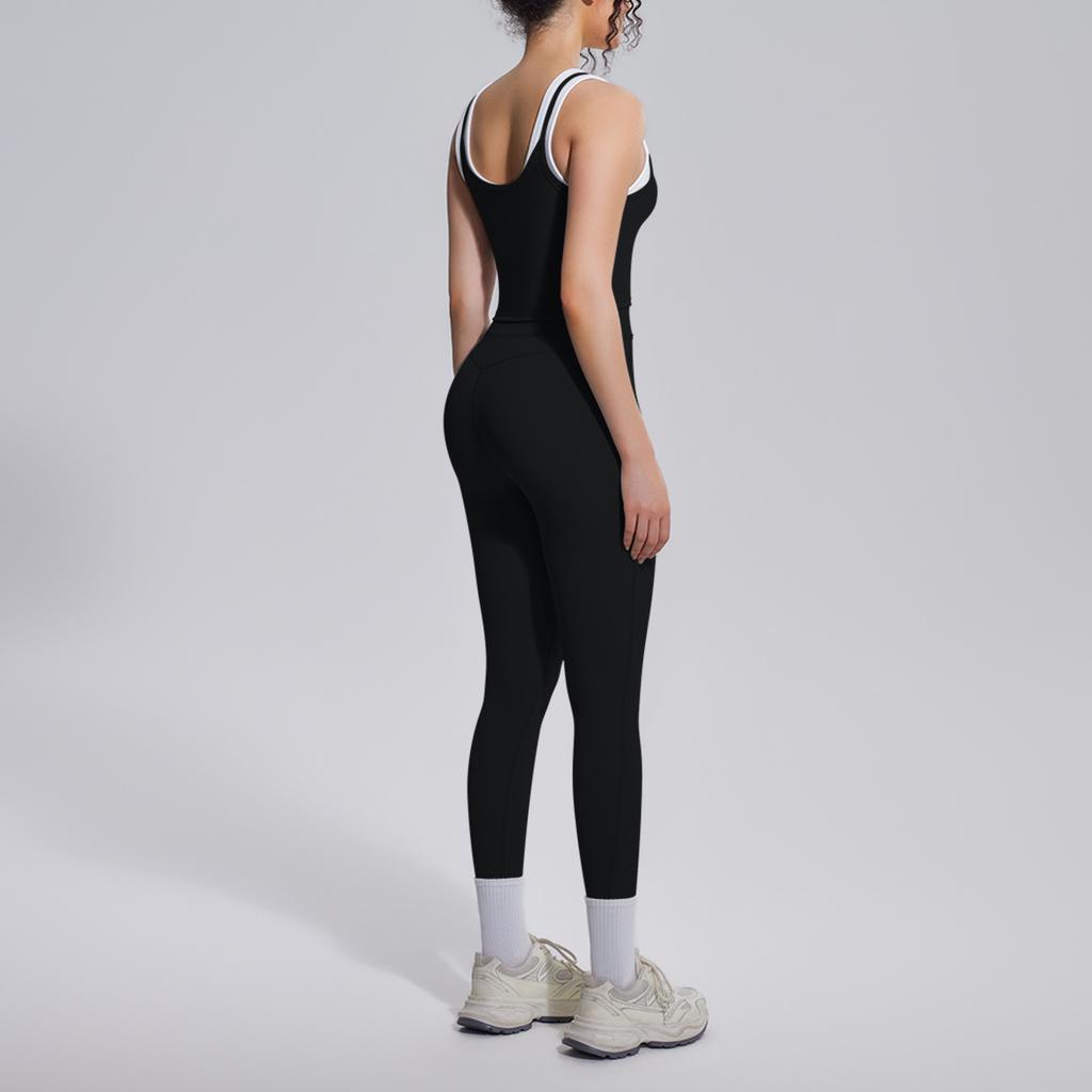 Contrast Color Threaded Vest Tight-fitting High-elastic Breathable Yoga Clothing Set Sports Running Fitness Two-piece Set
