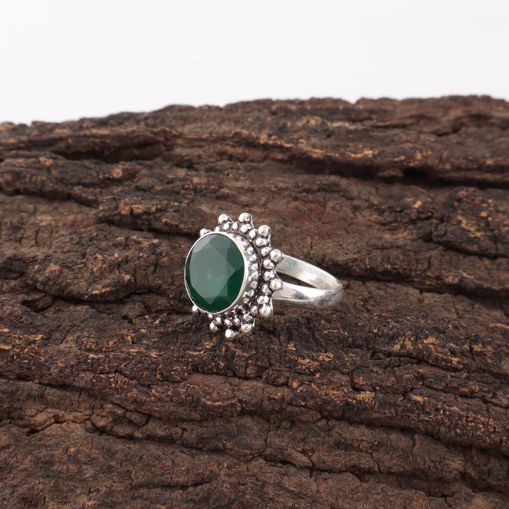 Green Onyx Gemstone Jewelry, 925 Solid Sterling Silver Ring, Handmade Beautiful Silver Ring For Anniversary Gift