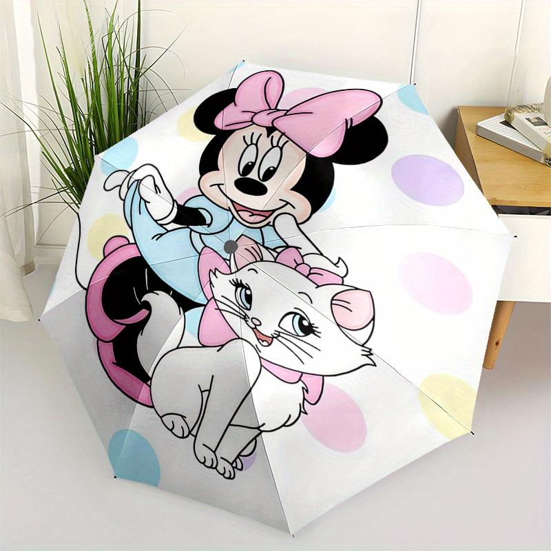 

Minnie Mouse,Aristocats Automatic Folding Umbrella - Simple 8-Rib Design, Bright Cartoon Pattern, Durable Iron Frame, Suitable For Travel, O