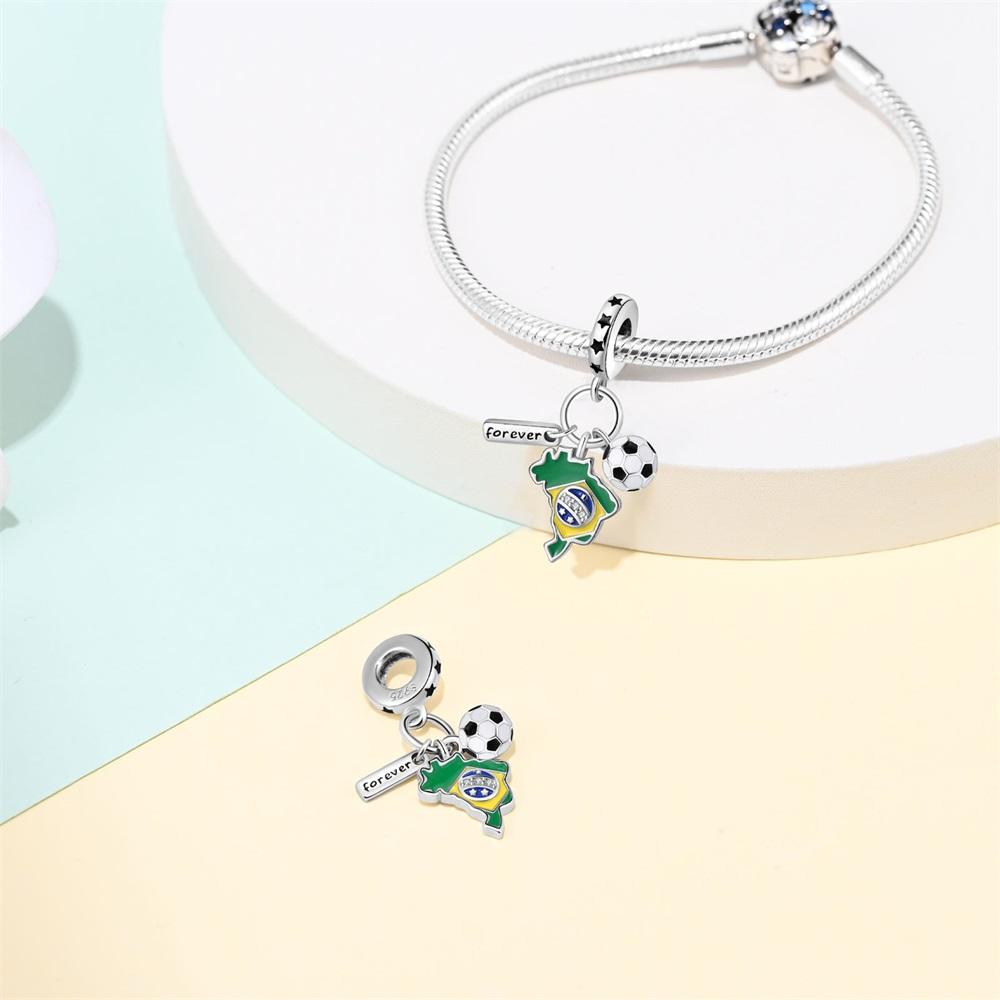 Plated 925 Silver Sports Badminton Charms Fit 925 Charms Bracelet Beads Jewelry Gifts for Women