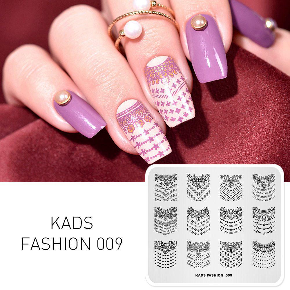 

KADS пластины для ногтей, модные стильные пластины для дизайна ногтей, штамповочные пластины для маникюра, шаблоны для изображений, пластины для штампов для ногтей, трафарет с принтом
