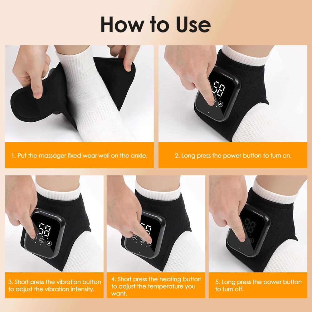 Electric Heating Foot Ankle Massager Wireless Thermal Ankle Brace Ankle Protector 5 Infrared Hot Compress 3 Vibration Ankle Band