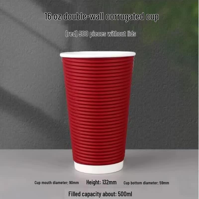 Disposable Corrugated Coffee Cups with Lids (500 Sets)
