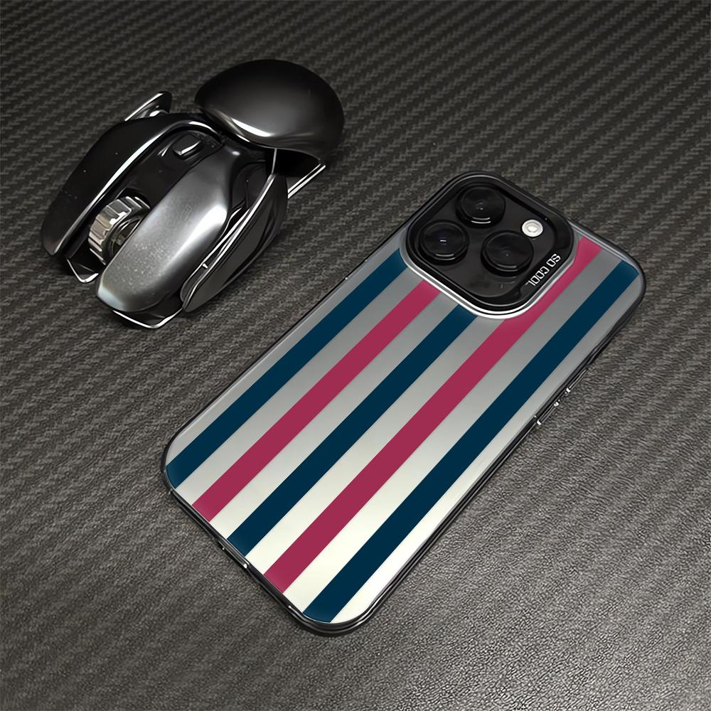 Grid Stripes Pattern Phone Case For IPhone 16 15 14 Pro Plus 17 Air 13 12 11 Pro Max 16E Silicone Hard Shockproof Cover Fundas