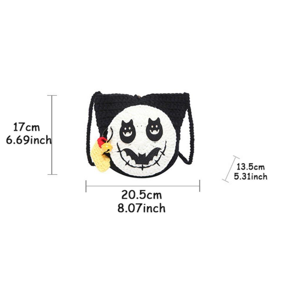With Pendant Pumpkin Knit Handbag Bat Halloween Crochet Bag Fashion Halloween Shoulder Bag Gifts