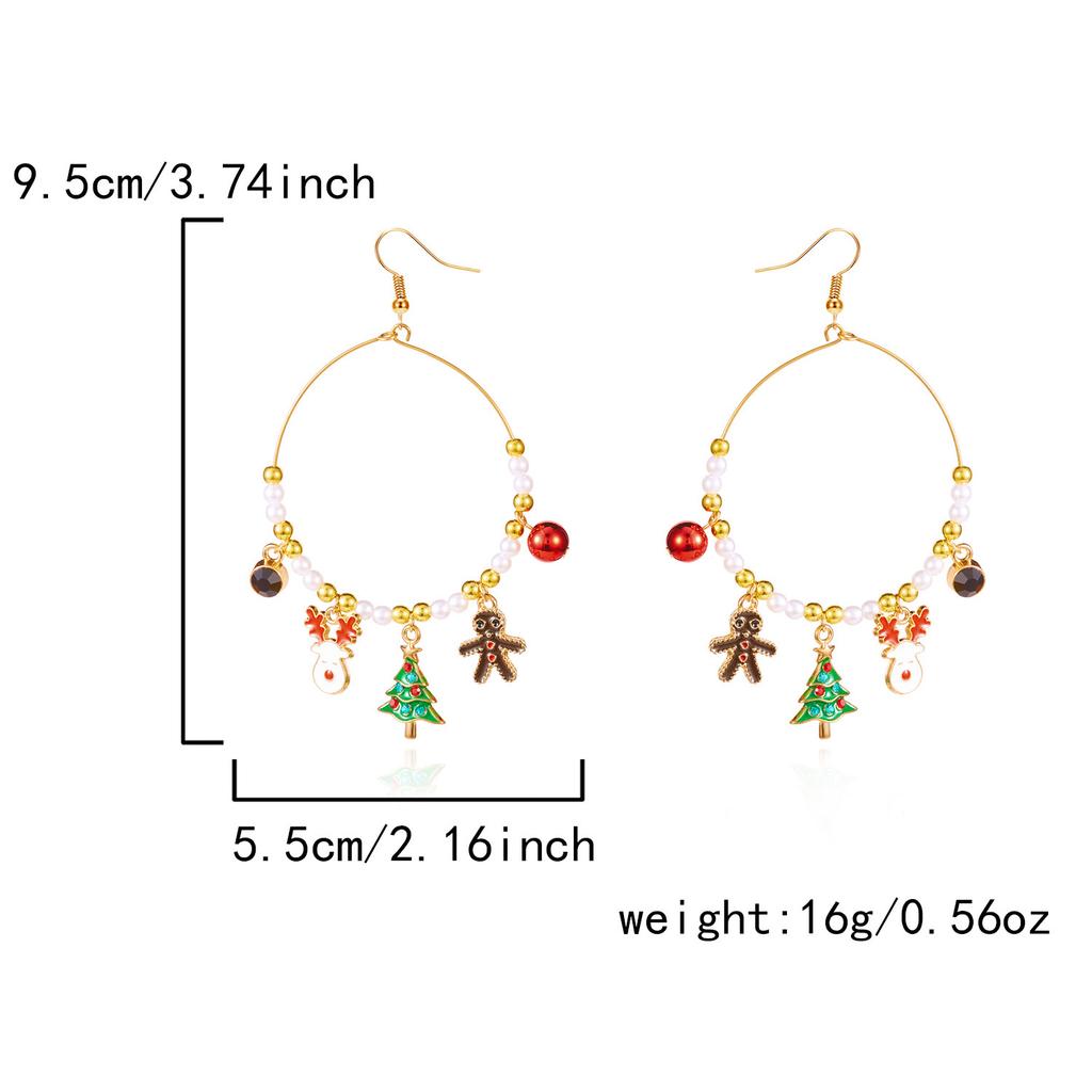 Shiny Christmas Earrings Drop Hoop For Women Santa Claus Xmas Tree Snowman Elk Snowflake Long Tassel Dangle Earrings Party Gift