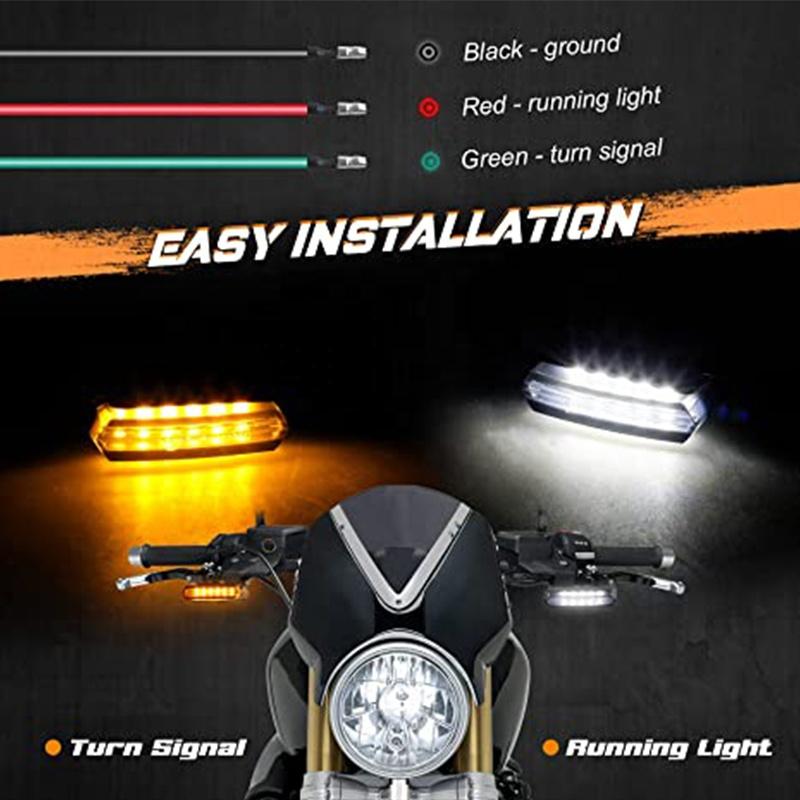 Sequential Handlebar LED Turn Signals Flowing Motorcycle Mini Blinkers Front Running Light Compatible with Dyna Sportster 883