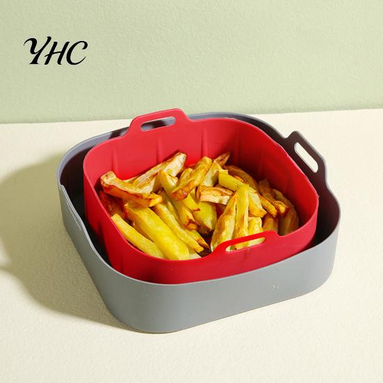 Easy To Clean Air Fryer Silicone Liner Baking Pan Liners with Handles Food-Grade Oven Square Airfryer Non-Stick Reusable Accessories for 4-6 Qt Fryers
