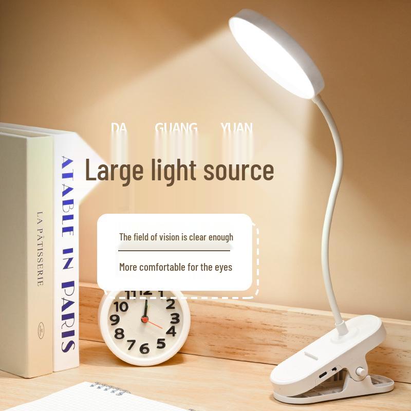 LED Desk Lamp with Flexible Hose and Clip, Dual Power Options for Student Reading