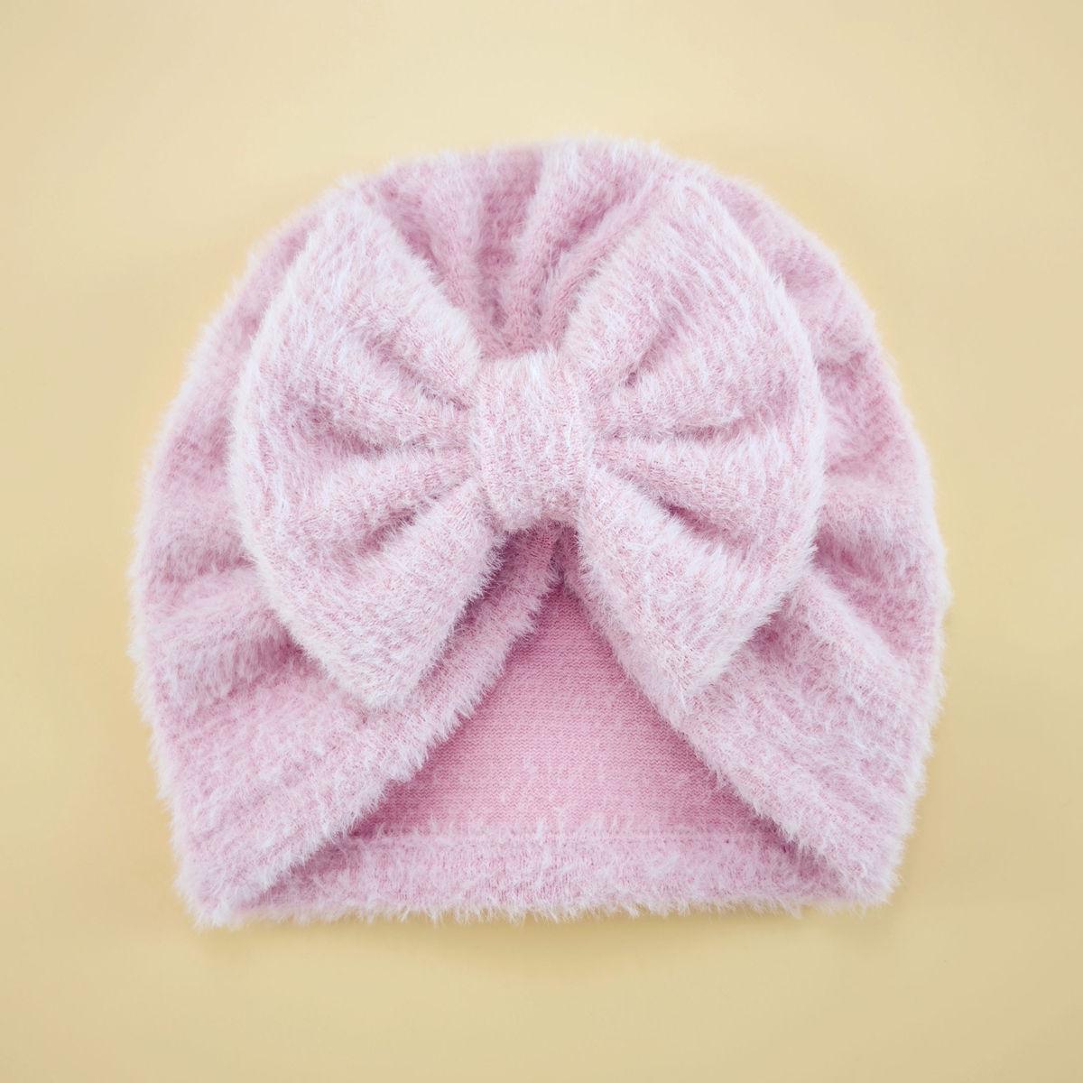 Newborn Faux Lambswool Bow Hat One Size