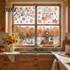Scarecrow Owl Window Art 6 Sheets Autumn Harvest Static Stickers, Maple Leaves Scarecrows Bicycle Theme Glass Decor Thanksgiving Decals, Reusable PVC
