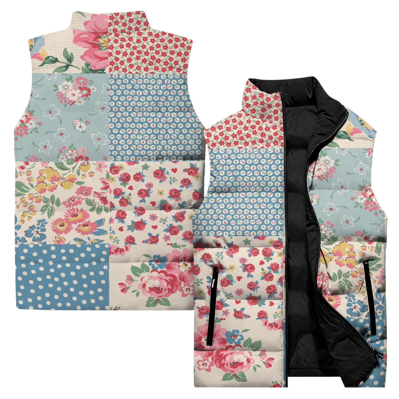 

Women Sleeveless Vest Casual Fashion Quilted Cotton Puffer Jacket Regular Fit Printed Pattern Lightweight Outerwear XXXXXL помаранчевий