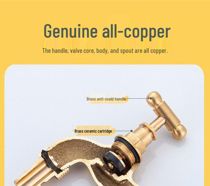 Premium Copper 4-Point Dual Outlet Washing Machine Faucet for Household Use