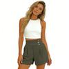 Women High Waist Loose Fit Casual Shorts with Pockets and Button Detail Soft Fabric Comfortable Wide Leg Design