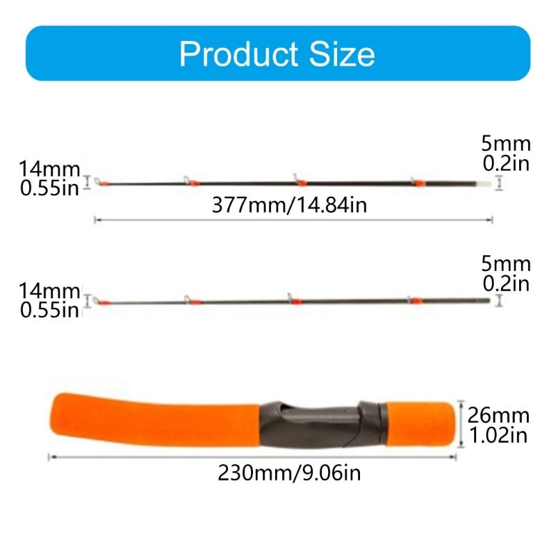 Double Section Ice Fishing Rod High Strength Carbon Fiber Lightweight EVA Handle Stainless Guide For Freshwater Fishing