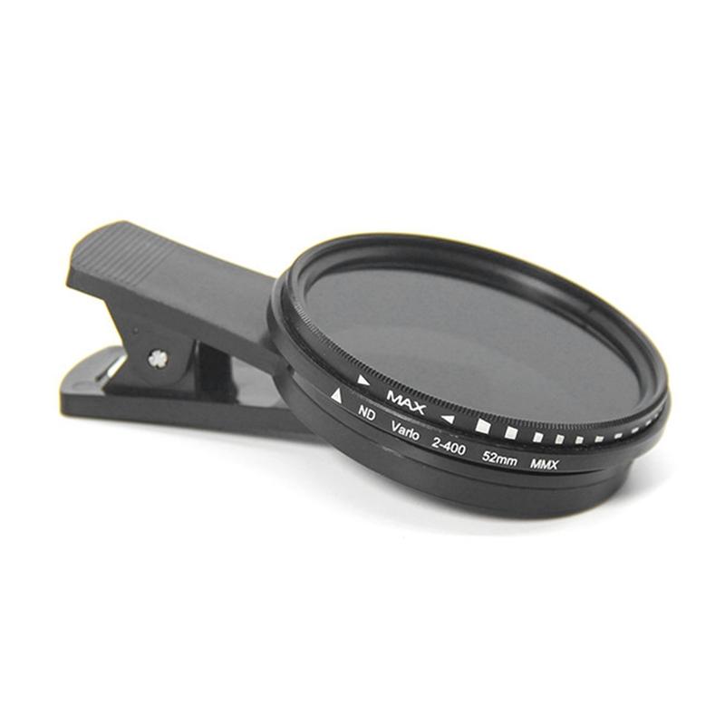 New Arrival 52Mm Phone ND Filter ND2 To ND400 Clip-On Variable Neutral Density Filter For Phone Mobile Smart Phone Camera