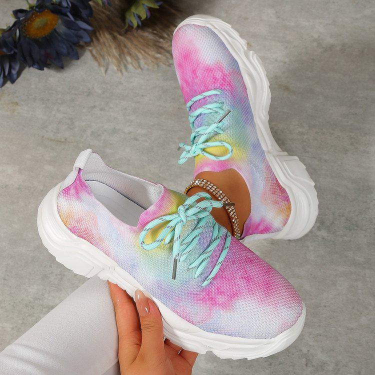 2023 New Style Women's Casual Flower Sports Shoes with Upturned Lace-Up Design